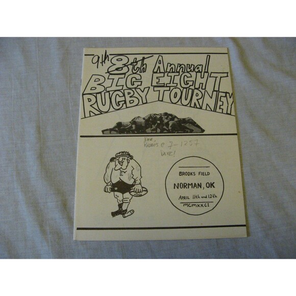 9th Annual Big 8 Rugby Tournament Program 1981 Brooks Field Norman Oklahoma - Picture 1 of 2